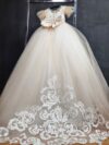 cocobee-White and beige lace tulle Princess Dress Johanna-3