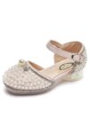 Princess Pearl Pink Sole Beige Shoes with Rhinestone Details and High Heel 1