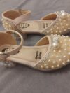 Princess Pearl Pink Sole Beige Shoes with Rhinestone Details and High Heel 2