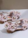 cocobee – Princess Pink 3D Flowers Low Heel Shoes with Pearls and Rhinestone Pendant Belt 4