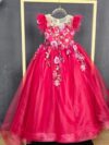 cocobee-Princess Aurora Red Embroidered Tulle Gown with Corset and Train 1