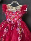 cocobee-Princess Aurora Red Embroidered Tulle Gown with Corset and Train 3