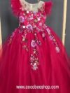 cocobee-Princess Aurora Red Embroidered Tulle Gown with Corset and Train – moment