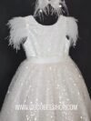 cocobee-Princess Evelyn White Sequin Feather Dress with Hair Bow – moment