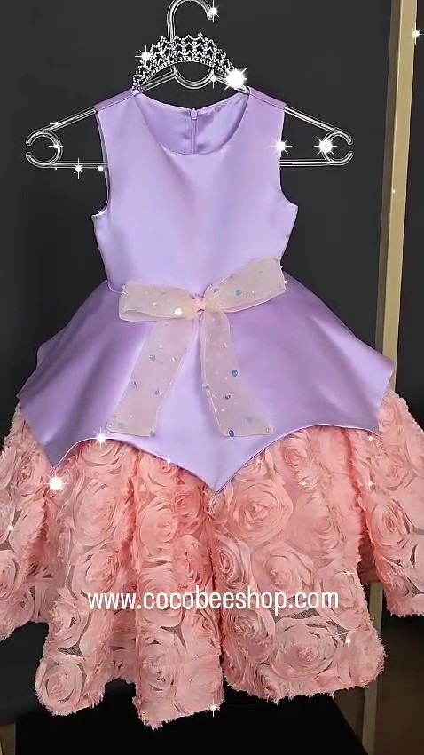 cocobee-Princess Genevieve Lavender and Peach Rosette Ball Gown – Moment