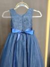 cocobee-Princess Isabella Navy Blue Lace and Tulle Dress with Satin Bow 2