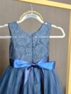 cocobee-Princess Isabella Navy Blue Lace and Tulle Dress with Satin Bow 3