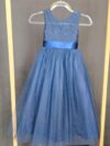 cocobee-Princess Isabella Navy Blue Lace and Tulle Dress with Satin Bow 6